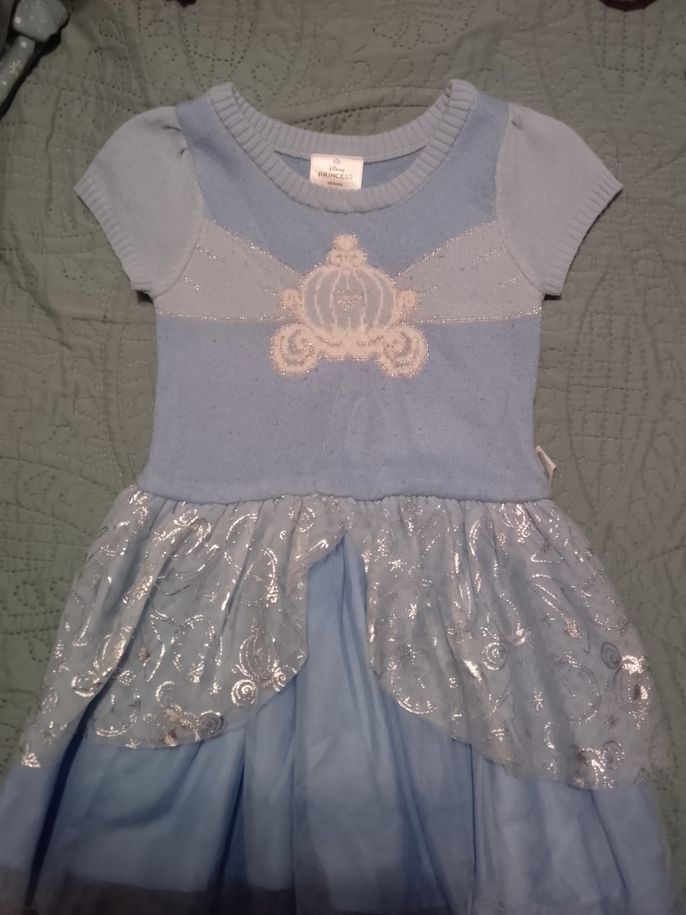 Disney Light Blue Princess Tulle Dress with Sparkle Carriage